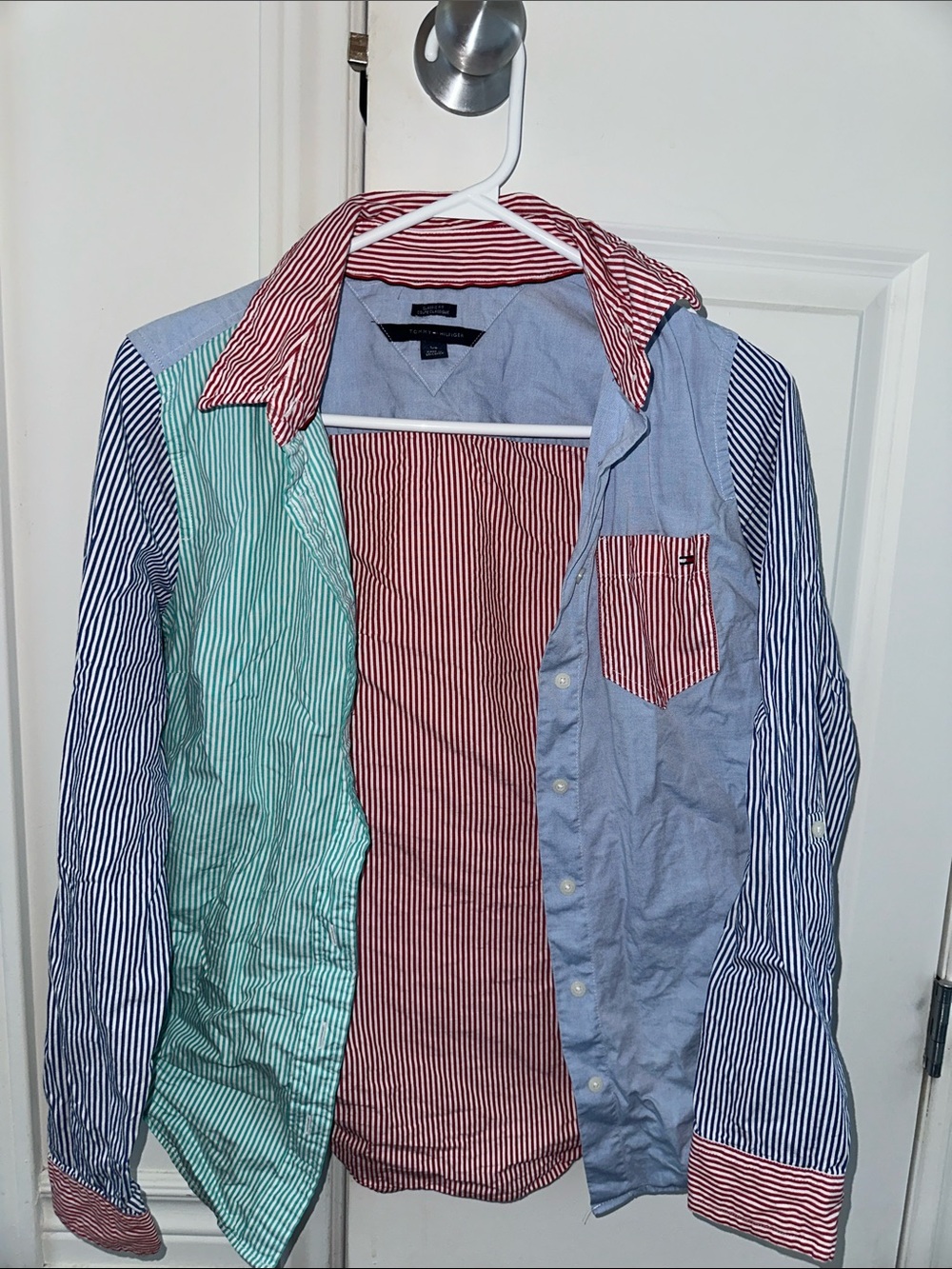 Tommy Hilfiger Multi-Striped Button-Down Shirt in Blue, Red, Green
